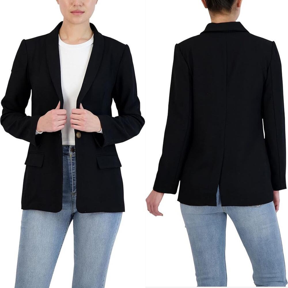 BCBGENERATION RELAXED ONE BUTTON BLAZER WITH‎ POCKETS IN BLACK NWT SIZE MEDIUM
